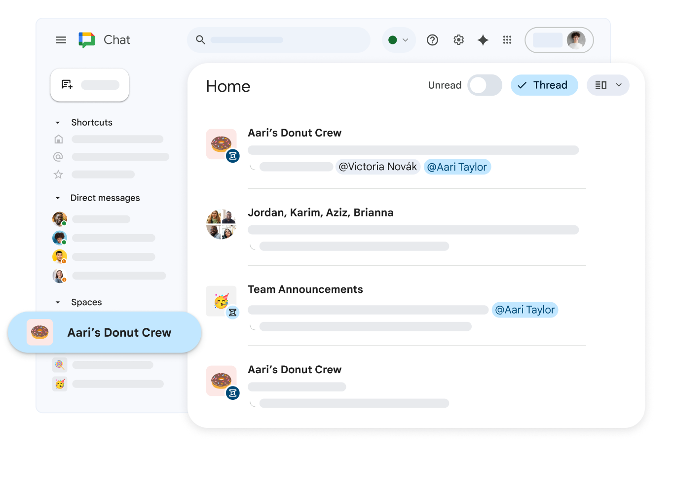Google Chat მოწყობილობებზე