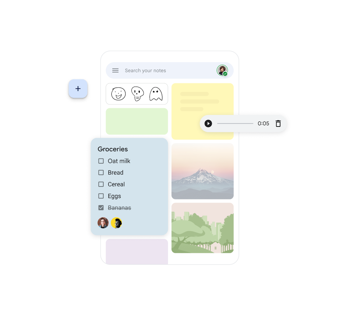 Google Keep ინტერფეისი