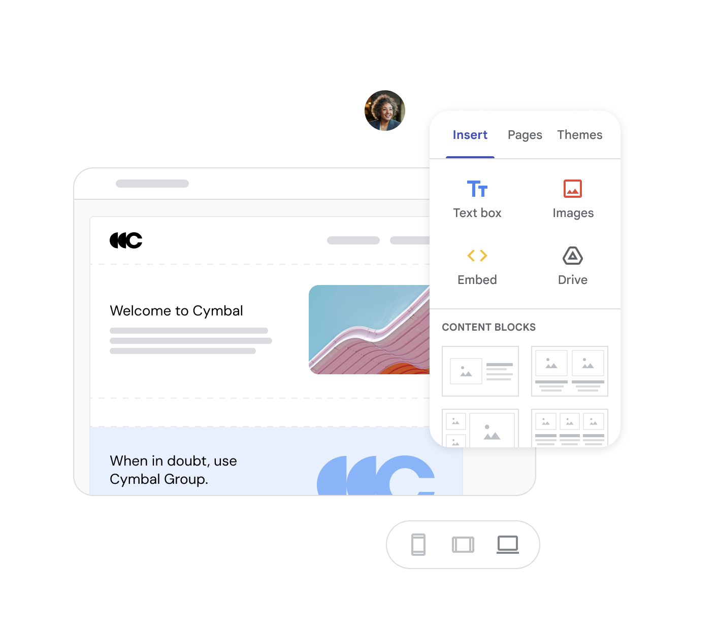 Google Sites ინტერფეისი