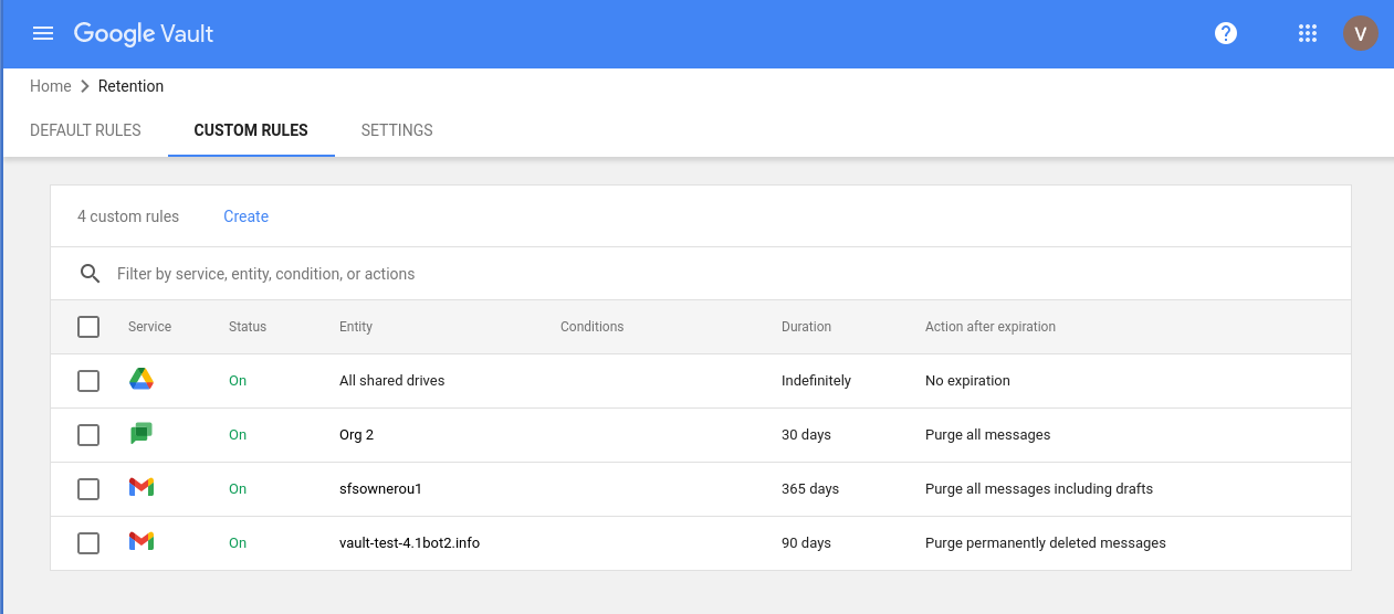 მონაცემთა შენახვა Vault-ში